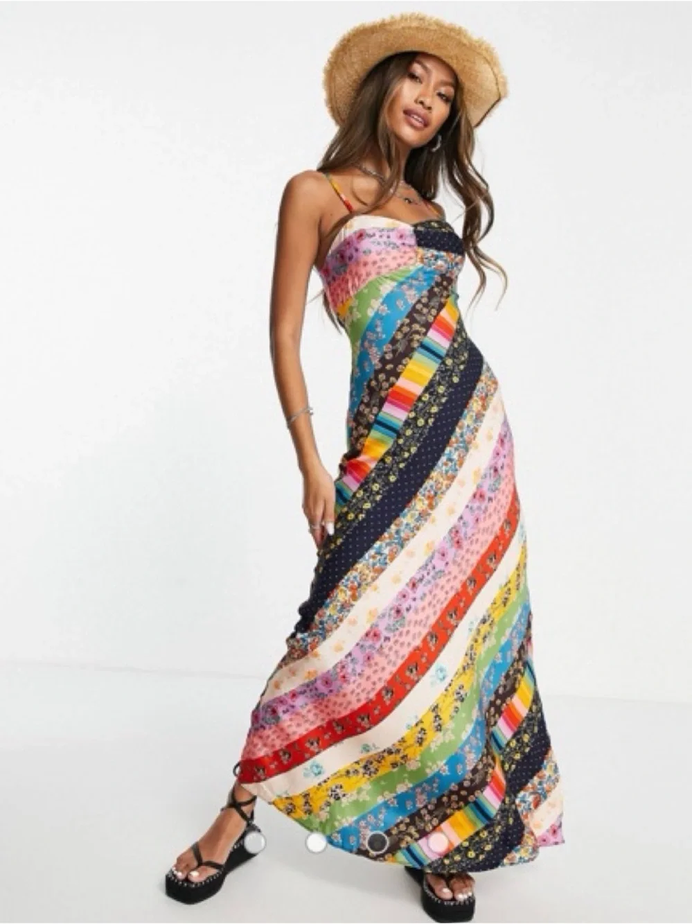Free People Fiona Maxi Dress XS EUC MISSING ROPE TIE MSRP $198
